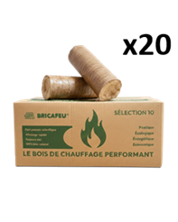Lot de 20 cartons de 10 bûches de bois densifié